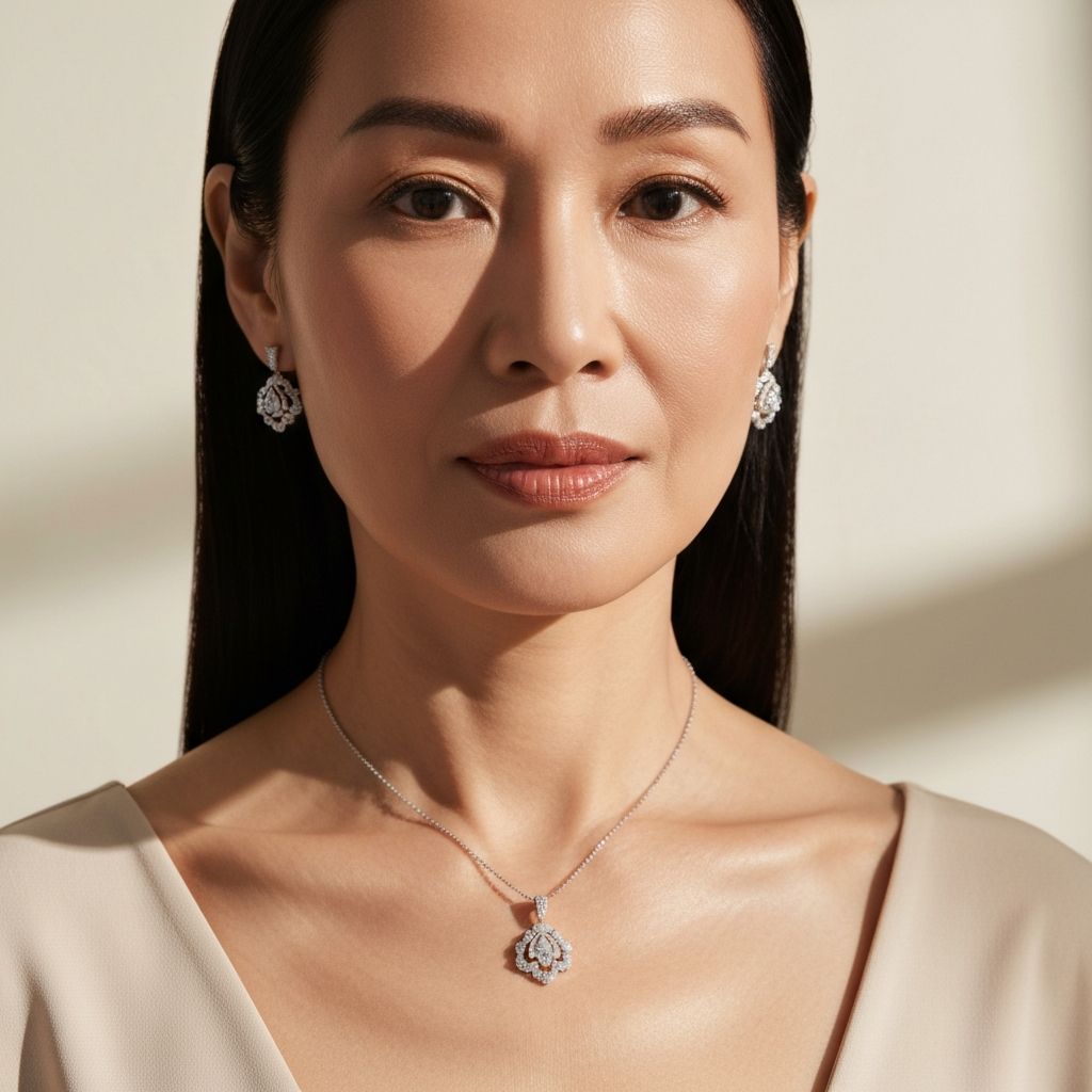 Lumina Jewelry - Elegant diamond necklace on a model